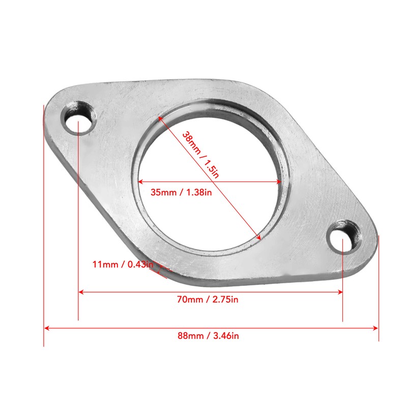 Exhaust Flange 38mm Stainless Steel 2 Bolt External Wastegate Flange