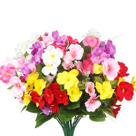 FAICOIA 6 Pcs Artificial Flowers for Outdoors Silk Impatiens Flowers Bouquet Faux Hibiscus Flowers UV Resistant Fake Plants for Spring Summer Porch Patio Window Box Balcony Planters Home Indoor Decor