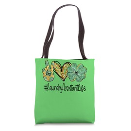 Laundry Assistant Peace Love St Patricks Day Women Shamrock Tote Bag