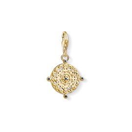 Thomas Sabo Unisex 925 Sterling Silver Charm Vintage Compass Charm Club Yellow Gold Plating Pendant 1662-922-39