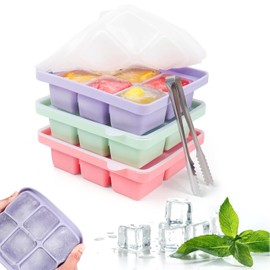 3 Piezas Bandejas Para Cubitos de Hielo,Cubitos Cuadrados de 3 * 6,Moldes de Cubitos Reutilizables,Molde De Hielo Presionado Para Liberar Todos Los Cubitos De Hielo