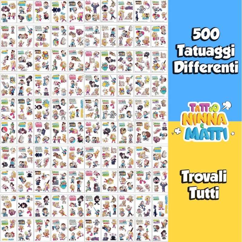 NINNA e MATTI 2 Packs of Temporary Tattoos for Kids,