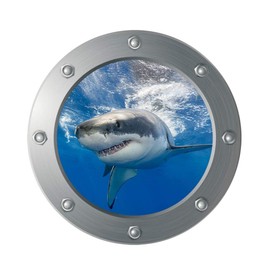 CLISPEED Wall Stickers - Underwater World Series Shark Wall Decor | 3D Wall Stickers | Removable Wallpaper Decoration | Wall Art for Kids Adults Home Bathroom Living Room Window 30 X 30 CM