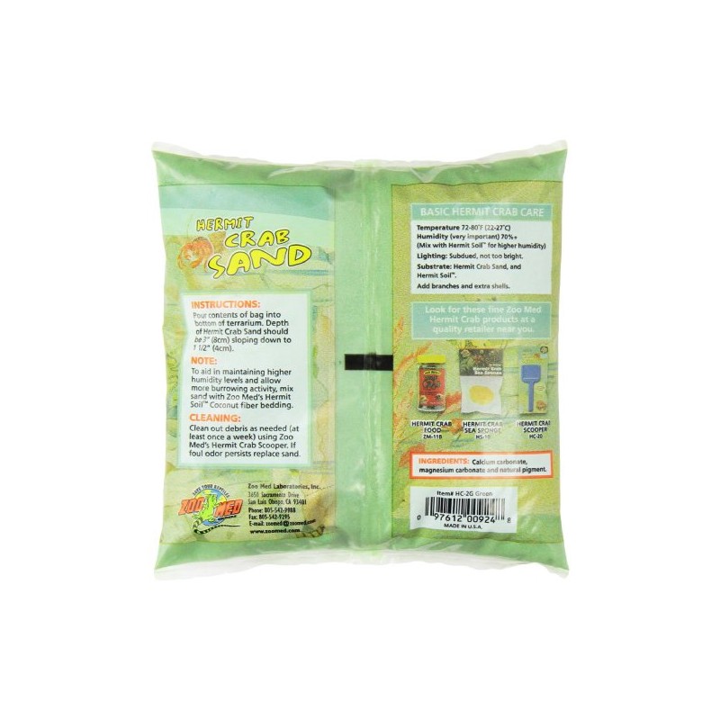 Zoo Med 24982 Hermit Crab, 2 lb, Sand Green