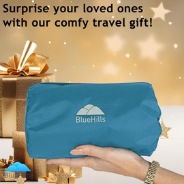 BlueHills Ultra Compact Travel Blanket in Portable Case Premium Soft Large Airplane Blanket Flight Essentials for Car Plane Train Hotel Layover Peacock Teal C004