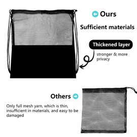 WANGCL 4 Piece Mesh Drawstring Bag, Adjustable Stripe Backpack, Sports Fitness Net, String Bag, Extra Large Equipment Mesh Bag for Swimming, Beach (Black)