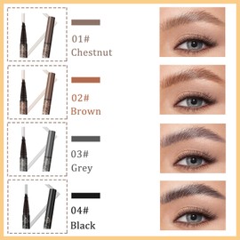 2 In 1 Waterproof Eyebrow Pencil Dark Brown 2024 New 3D Microblading Eyebrow Pen 4 Fork Tip Tattoo Pencil Double Ended Eyebrow Pen Contouring Pencil Long-Lasting Smudgeproof Brow Pencil for Makeup