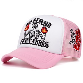 Embroidery Trucker Hat Cute “No Hard Feelings Dad Hat Mesh Skeleton Baseball Caps for Men Women Youth