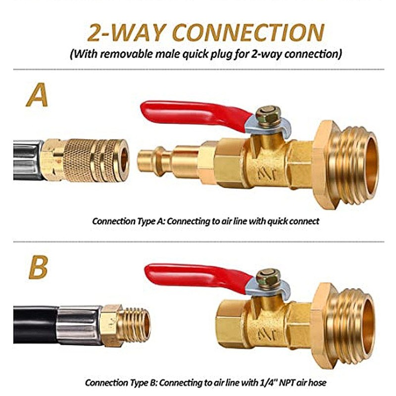 2pcs Brass Winterize Blowout Adapter 3/4 Internal and External Thread