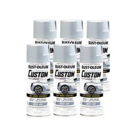 Rust-Oleum 340569-6PK Automotive Custom Lacquer Spray Paint, 11 oz, Matte Silver Gray, 6 Pack