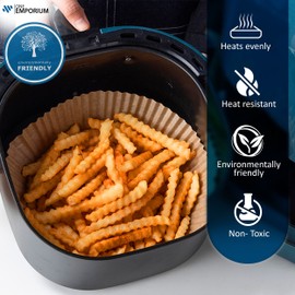 ONE EMPORIUM Ninja Air Fryer Liners Reusable, Pack of 120 Air Fryer Liners Parchment Papers Disposable, Greaseproof Paper for Air Fryer - Compatible with Ninja, Tower, Cosori (120, 7.9 inches)