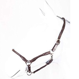 RL24 HKM by Reiterladen24 Basic Line Leather Headcollar Round Stitched Brown Warmblood