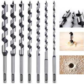 flintronic 6-Piece Wood Augur Drill Bit Set, Art Drill for Woodworking, Multi-Purpose Drill Shaft, Wood Tools (6 ~ 16 x 230 mm)