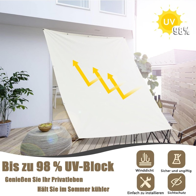 Sun Protection Net, Sun Protection Garden with Rope, Awning, Waterproof,