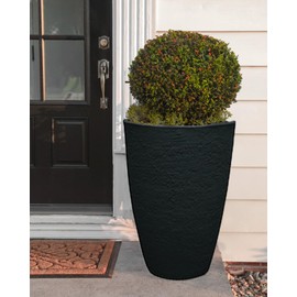 Yardzooks Modern Conic Planter Black 30 Inch Plant Pot, Durable Resin Pot, Weather & UV Resistant, Tall Plant Pots for Indoor & Outdoor Use, Lightweight Flower Pots for Patio, Deck