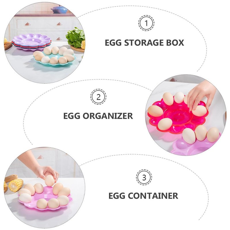 Lurrose Deviled Egg Platter Tray, 4Pcs Egg Holder Dish Flats