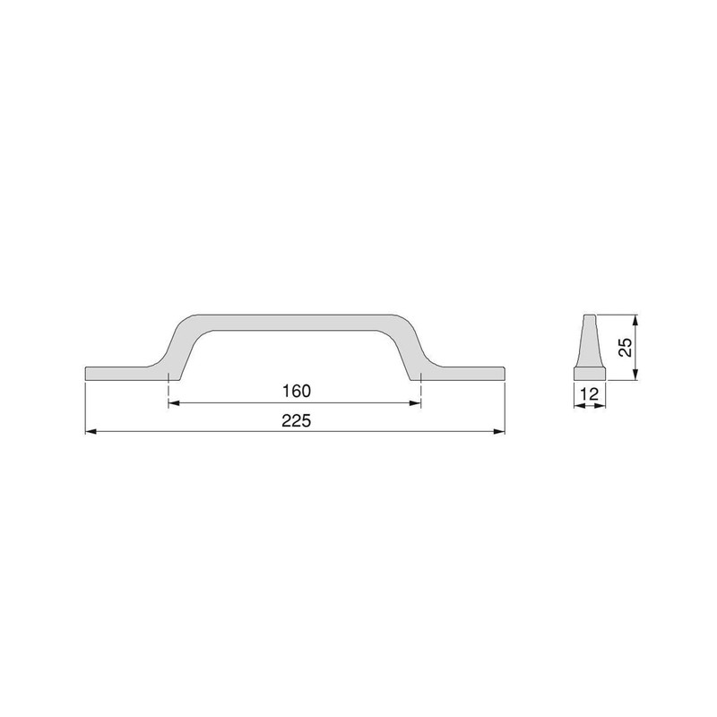 Emuca - Furniture Handle, 160mm Interaxis (6,2 inch), L225mm (8,8