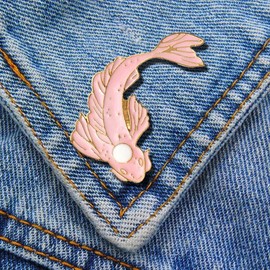 2Pcs coadipress Lovely Fish Brooch Enamel Lapel Brooches Pin Set Cute Cartoon Koi Fish Pins for DIY Backpacks Clothes Bags Jackets Hat Jewelry Accessories Gift (White Pink)