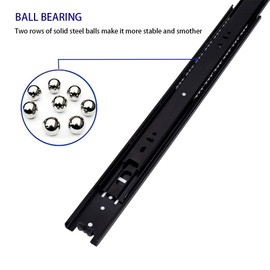 10 Pairs of 22 Inch Hardware 3-Section Full Extension Ball Bearing Side Mount Black Drawer Slides,100 LB Capacity Drawer Slide