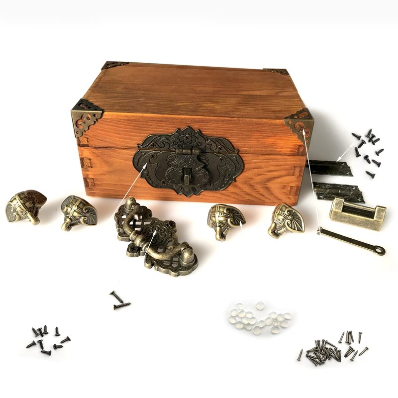Mou Jewelry Box Antique Lock Hinges Handle Box Corner Protector