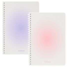 Oucaru Spiral Notebook College Ruled 2 Pack A5 (5.9" x 8.3") Journaling Notebooks 140 Pages 100 GSM Gradient Small Lined Notebook Waterproof PP Cover for Work School Business Travel Note Books