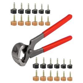 TRIZILLA 24 Pairs High Heel Replacement Tips, Heel Repair Kit for Women High Heel Shoes with 6 Inch High Heel Remove Pliers, 6 Sizes Heel Tips Caps, U-Shape, Black Beige