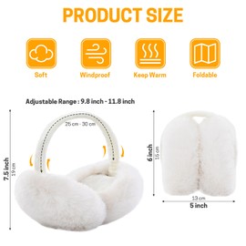 GNEGNI Women Foldable Earmuff, Winter Faux Fur Ear Muffs Fluffy Thermal Ear Cover Unisex for Ladies Mens Skiing Hiking