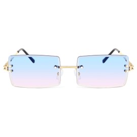 FEISEDY Vintage Rimless Sunglasses Rectangle Frameless Candy Color Glasses Women Men B2642