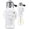 3-Prong Polarized Light Bulb Outlet Socket Adapter for Garage, Porch