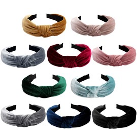 Jaciya Headbands for Women 10 Pack Velvet Knotted Turban Headband Wide Hairbands Girls Hair Accessories Diademas para Mujer