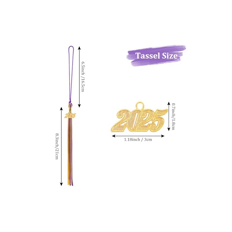 2025 Graduation Cap Tassel with Year Gold Date Charms, Party