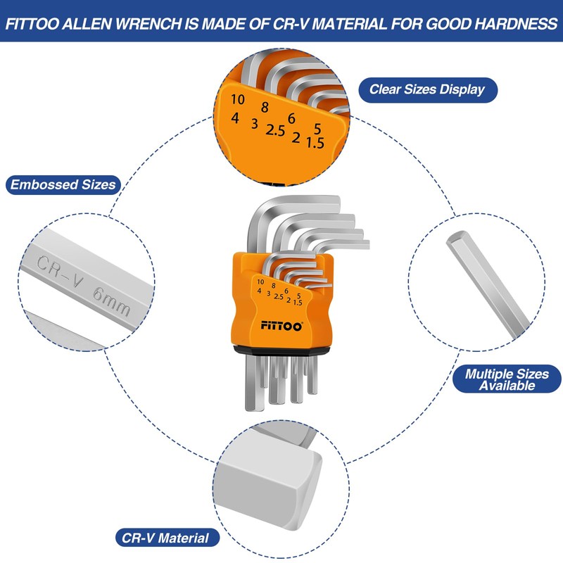 FITTOO Hex Key Set, Allen Wrench Kit 1.5mm, 2mm, 2.5mm,