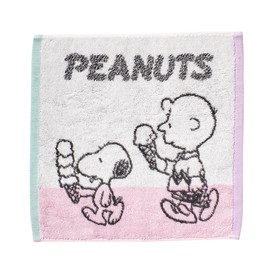 Nishikawa Snoopy Wash Towel, 13.4 x 13.8 inches (34 x 35 cm), Washable, 100% Cotton, Ice Cream, Made in Japan, Made in Imabari, White, XT35706611 PN5605TW Ice Cream