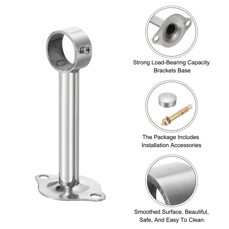 sourcing map 3 Set Ceiling Mount Curtain Rod Bracket, Fit