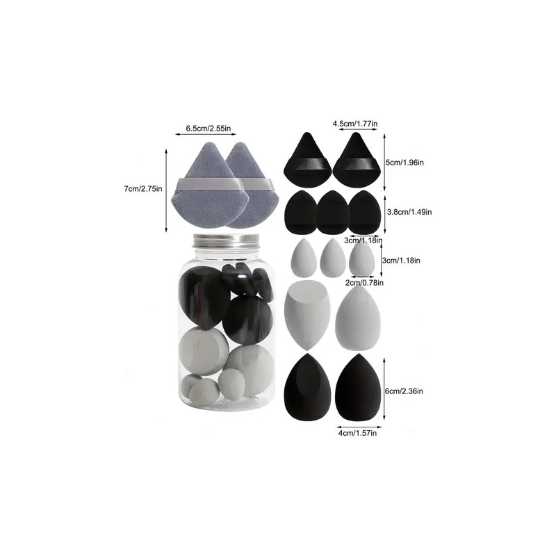 14 Huevos De Maquillaje De Esponja Negros (con Caja)