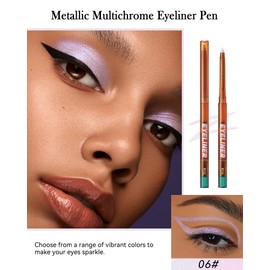 Glitter Eyeliner Pencil Gel, Sharpenable Multi-Use Metallic Multichrome Eye Liner Pen, Waterproof Smudge Proof, Long Wear Smooth Intense Color Eyeliner Eye Shadow Pencil Makeup, Delineador De Ojos-06
