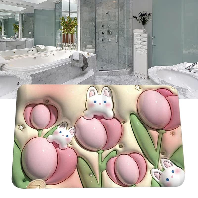 Tnfeeon 3D Visual Bath Mat, 3D Bathroom Mat Water Absorption