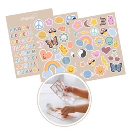 Cherub Baby Refillable Baby Food Pouches 150ml, Non-Spill, BPA-Free Leak Proof Yoghurt Smoothie Puree Snack Storage for Toddlers, Freezer Safe Dishwasher Safe, 5 Pack Retro Rainbow with Stickers