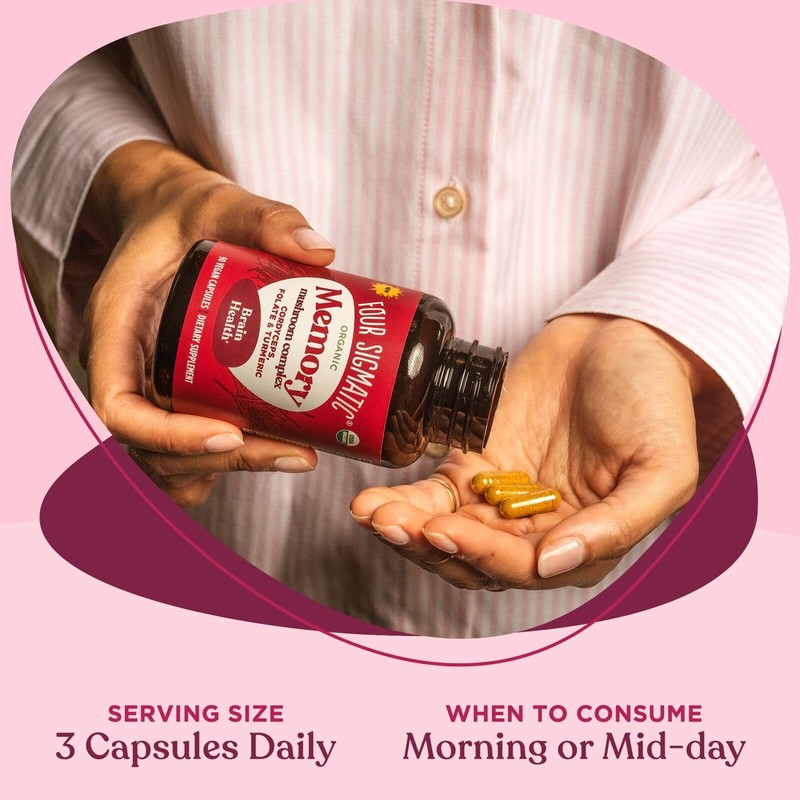 Four Sigmatic Herbal Supplement Adaptogens Mushroom Capsules for Cognitive Health