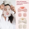 TUMYES Juego de Diademas Spa, Vellón Coral Suave, RosaBlanco