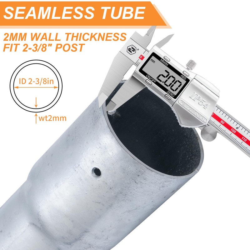 Fence Post Extender 2-3/8" OD 6" Height Heavy Duty Hot-Dip