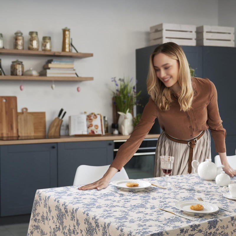Aeici Cotton Tablecloth 140 x180 Linen Tablecloths Rectangular Farmhouse Table