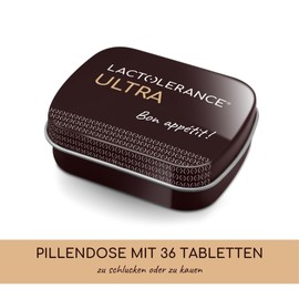 LACTOLERANCE ULTRA – Hochdosierte Laktase (20.000 FCC) & Lipase (500 UI) – Optimale Verdauung von Laktose & Fetten – 36 Tabletten im Nachfüllbaren Metallbehälter