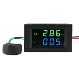 DROK LCD Screen Digital Multimeter Voltmeter Ammeter AC 80-300V Voltage Current Meter Gauge with 100A Current Sensor Transformer 2-Wire Digital Voltage Amplifier Monitor Panel (2nd Generation)