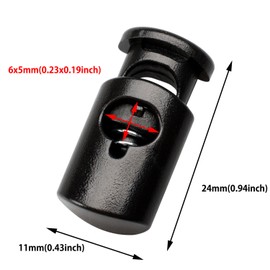 DYZD - Tapones de cierre de cable de plástico, para cierre de resorte, resistente para cordón, equipaje, ropa, mochila y varios tipos de productos para exteriores y gimnasio (20 unidades, negro)
