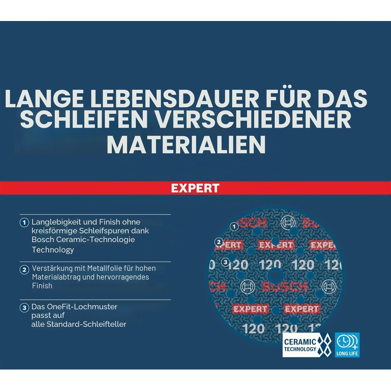 Bosch 50 x Expert O780 Film Sanding Disc, 150 mm