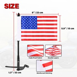 Hutexico For Spyder F3 LTD Flag Pole Mount Kit, 2 Pack Foldable Spyder Trunk Stainless Flagpole Bracket With 6 Flags USA Flag For Can-Am Spyder F3-Limited 2017-2023, Spyder RT 2020-2023
