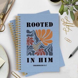 YLZlhb Boho Floral Christian Spiral Notebook Journal, Abstract Floral Bible Notebooks for Note Taking, Christian Gifts for Women, Rooted in Him Bible Journaling Hardcover Spiral Journal 5.5x8.3 Inches