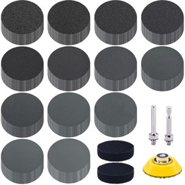 SIQUK Pack of 130 Sanding Discs Velcro 50 mm Wet Dry Sandpaper Sanding Pads Grit 80-10000 Sanding Sheets Sandpaper Round for Car Polishing Wood Metal