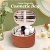 Estuche para cosméticos de piel, bolsa de maquillaje portátil, compartimento